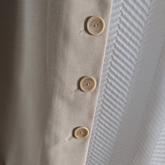 UN JOUR AILLEURS Paris Wool Blend Beige Pencil Skirt Size 10 Office - Picture 3 of 11